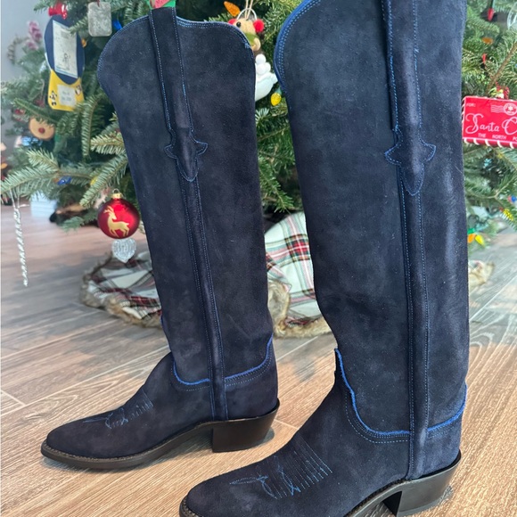 Lucchese Marlin Blue Suede Boots - Picture 4 of 6